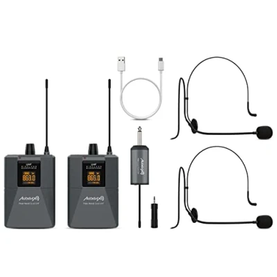 Abbildung von Audibax Missouri Free Head Dual UHF Sistema de Micrófono diadema Con Receptor Recargable