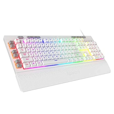 Abbildung von Redragon, K512 Shiva RGB Hintergrundbeleuchtete Membran Gaming Tastatur mit Multimedia Tasten, mechanisches Gefühl,6 zusätzliche integrierte Macro Tasten,Medienkontrolle, abnehmbare Handgelenkauflage, Schwarz