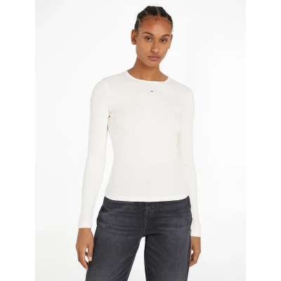Abbildung von Tommy Jeans SLIM Essential Langarmshirt, Damen, Größe: XS, Ancient white