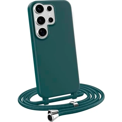 Abbildung von MyGadget Handykette für Samsung Galaxy S24 Ultra [ Hülle mit verstellbaren Band ] TPU Handyhülle Handyband zum Umhängen Kordel Schnur Case Schutzhülle Dunkelgrün
