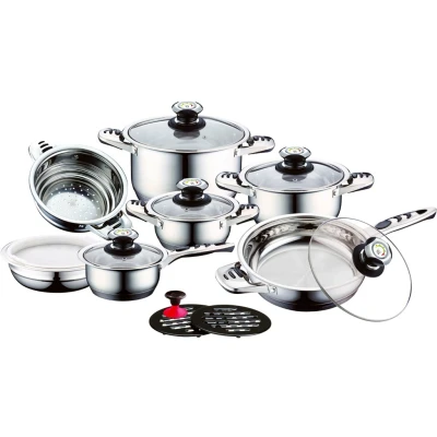Abbildung von CS Koch Systeme Topf Set &quot;Aurich&quot;, Edelstahl, (Set, 16 tlg., Bratentopf 16/20/24cm, Stieltopf 16cm, Pfanne 24cm, Einsatz, Schüssel), teilig, Induktion