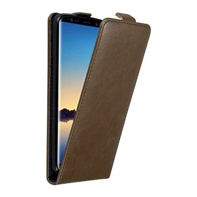Abbildung von Cadorabo Hülle kompatibel mit Samsung Galaxy Note 8 Flip Design aus Premium Kunst Leder Klappbare Stoßfeste Magnetische Cover für Tasche in Braun
