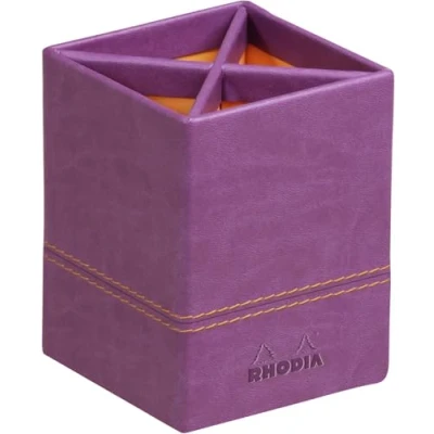 Abbildung von Rhodia 318910C Stifteköcher (8 x 8 11 cm, praktisch und strapazierfähig, Kunstleder, elegant, ideal für Ihr Büro) 1 Stück, violett
