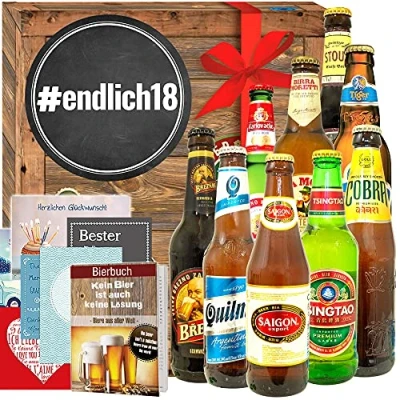 Abbildung von #endlich18 Bierbox Biere der Welt 18. Geburtstag lustige Geschenke