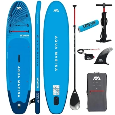 Abbildung von CampSup Aqua Marina Monster 12&#039;0&quot; Aufblasbares SUP Board Allround für Anfänger mit Paddle Floater Stand Up Komplettset Limited Edition Blau