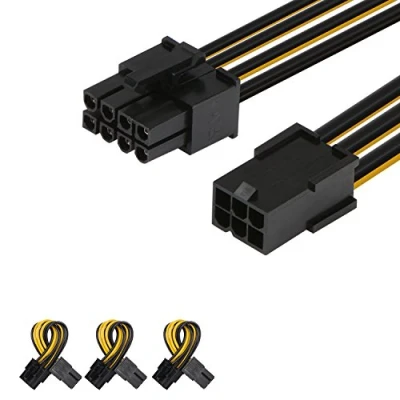 Abbildung von J&amp;D 3er Pack 6 Pin auf 8 PCI Express (PCIe) Grafikkarte Stromkabel Adapter 10cm