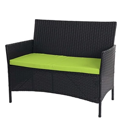 Abbildung von Mendler Poly Rattan Gartenbank Halden, Sitzbank Bank anthrazit, Kissen grün