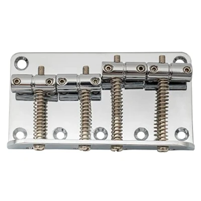 Abbildung von Musiclily 57mm 4 Saiter Fester Hardtail Bass Steg Bridge für Jazz Bass/Precision E Bass,Chrom