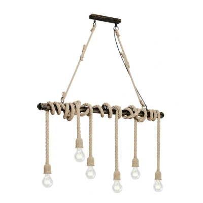 Abbildung von Lindby Pendellampe Hajo, 100 cm, sechsflammig, Tauseil