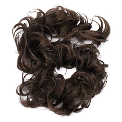 Abbildung von CAISHA XXL Haarteil Haargummi Hochsteckfrisuren Voluminös Gelockt Unordentlich Dutt Mittelbraun HW25
