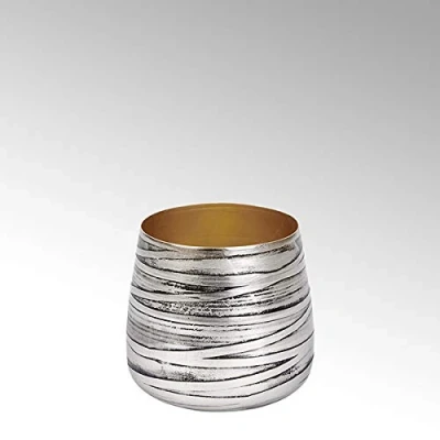 Abbildung von Lambert Twister Teelichthalter/Windlicht/Blumenvase Aluminium/Nickel Silberfarben (HxD) 9,5 x 10cm Klein