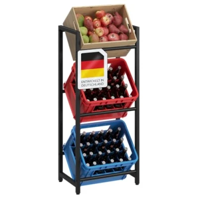 Abbildung von STEELSØN Getränkekistenregal Mystra für 3 Kisten, Getränkeregal aus Metall, Kistenregal HxTxB 115 x 33 50 cm, Regal Getränke schwarz
