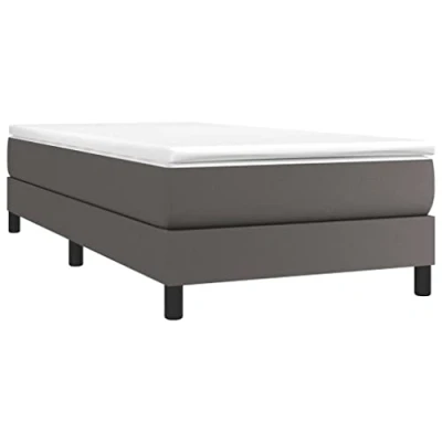 Abbildung von vidaXL Bett Boxspringbett mit Matratze Grau 90x190 cm Kunstleder
