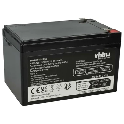Abbildung von vhbw 1x Akku Ersatz für APC RBC4, VISRBC4 USV (12 Ah, 12 V, AGM)