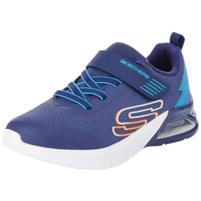 Abbildung von Skechers Jungen Sneaker, Marineblaues Textil Synthetik Blau Orange Besatz, 33 EU
