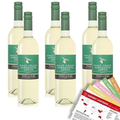 Abbildung von Viticoltori Pinot Grigio Garganega Garda DOC, trocken, sortenreines Weinpaket + VINOX Winecards (6x0,75l)
