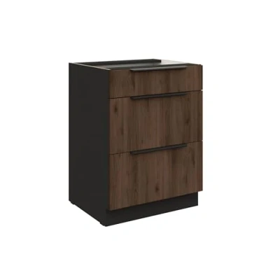 Abbildung von Küchen Preisbombe Auszugsunterschrank 60 cm Küche MONZA Okapi Nußbaum Vollauszug Soft Close Küchenzeile