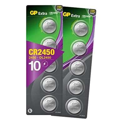 Abbildung von GP Extra Lithium Knopfzellen CR2450 3V 10 Stück Batterie für OOONO, Smart Home etc. in kindersicherer Verpackung