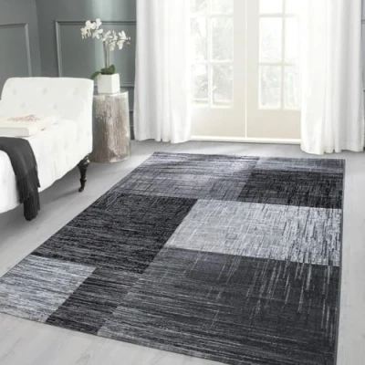 Abbildung von Carpettex Designteppich Abstrakt Kariert Design, Läufer, Höhe: 6 mm, Kurzflor Teppich Wohnzimmer Design Pflegeleicht