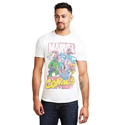 Abbildung von Marvel Herren Call Out T Shirt, Weiß (Weiß Weiß), M