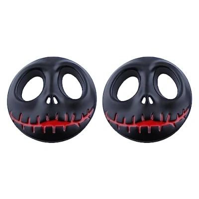 Abbildung von 2 Stück Skull Emblem Logo Aufkleber für alle Fahrzeuge Gepäckfächer Türen und Fenster (schwarz rot)