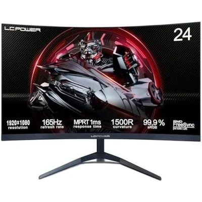Abbildung von LC POWER 24 Zoll Curved Gaming Monitor, FHD 1920x1080 Pixel, 1ms, 165Hz, AMD FreeSync, G Sync kompatibel, HDMI, Display Port, VESA