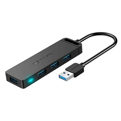 Abbildung von VENTION USB 3.0 Hub, 4 Anschlüsse Hub ultradünn Daten erweitertes Kabel [Laden unterstützt], kompatibel mit MacBook, Laptop, Surface Pro, PS4, PC, Flash Laufwerk, Mobile HDD (0,15 m)
