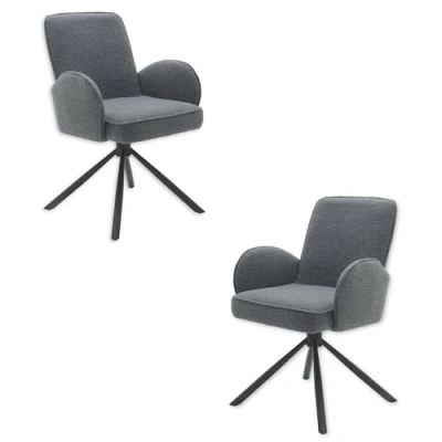 Abbildung von Malia Esszimmerstühle 2er Set mit schwarzem Metallgestell, Grau Bequeme Stühle für Esszimmer &amp; Wohnzimmer 58 x 86 63 cm (B/H/T)