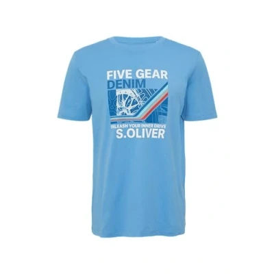 Abbildung von s.Oliver MIT Artwork UND Front Tshirt print, Herren, Größe: Medium, Royalblau