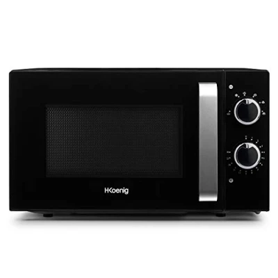 Abbildung von H.Koenig VIO8 Mikrowelle 20L Schwarz, Compact Design, Leistungsstark 700 W, Drehteller 24,5cm, Multifunktion 5 Heizstufen, Auftaufunktion, Timer bis 30 min.