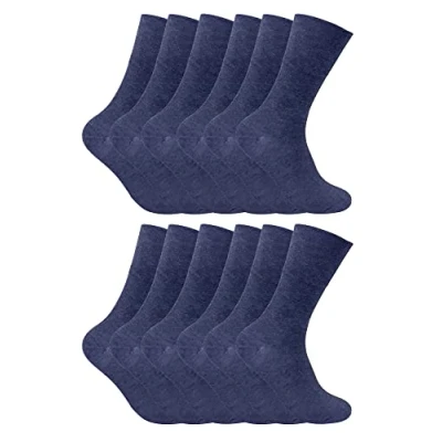 Abbildung von Sock Snob 12er Pack Herren Thermo Diabetikersocken Ohne Gummi Extra Weit Thermosocken Für Winter (39 45, Marine)