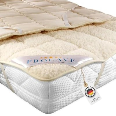 Abbildung von PROCAVE weiches Unterbett mit Lammflor und Schurwolle. hochwertige Matratzen Topper. Schoner 4 Eckgummis. Auflage 80x190 cm
