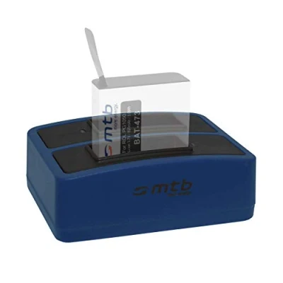 Abbildung von Dual Ladegerät (USB) für Rollei Actioncam 430 (4k Full HD WiFi) inkl. Micro USB Kabel (2 Akkus gleichzeitig ladbar)
