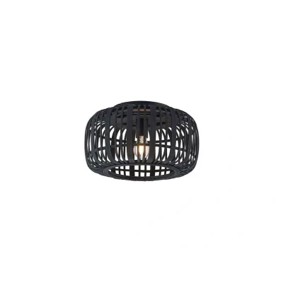 Abbildung von Lindby Deckenleuchte Canyana, schwarz, Rattan, Ø 40 cm
