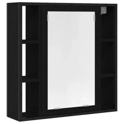 Abbildung von vidaXL Bad Spiegelschrank Schwarz Eiche Optik 60x16x60cm Holzwerkstoff