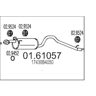 Abbildung von MTS 01.61057 Endschalldämpfer 1500 DAIHATSU: Terios II, Sirion II