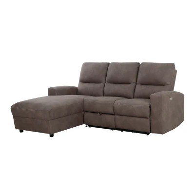 Abbildung von Ecksofa braun 216 x 156 cm mit Relaxfunktion Federkern PALINA