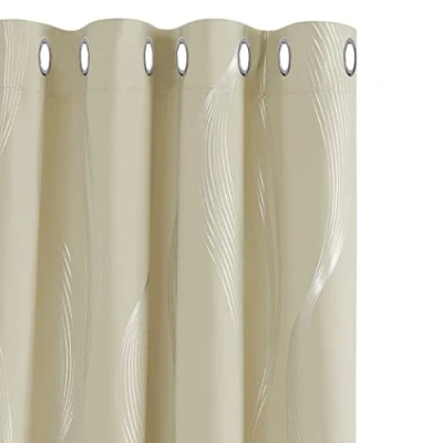 Abbildung von Deconovo Blickdchte Vorhänge, Verdunkelungsgardinen mit Ösen, Schlafzimmer Gardinen, 138x132 cm(HöhexBreite), Beige, 2er Set