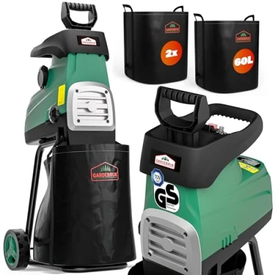 Abbildung von Gardebruk Häcksler, Elektrischer Leisehäcksler 3075W max. 44mm Aststärke 2x 60L