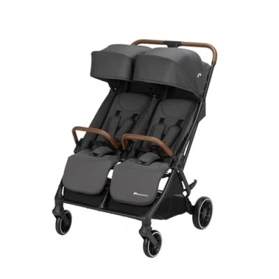 Abbildung von Bebeconfort Mane, Duo Geschwisterwagen, 0+ bis 22 kg, Automatisches Klappsystem, Liegeposition, Drehbare Sicherheitsbügel, 5 Punkt Gurt, Mesh Fenster, Regenverdeck, Tasche (8 kg), Mineral Graphite