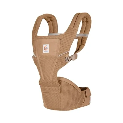 Abbildung von Ergobaby Alta Hip Seat Babytrage mit Babyhüftsitz für Babys und Kleinkinder ab 4 Monaten (5,5 kg 20,4 kg), Hüftsitz Trage Hüfttrage SoftFlex Mesh, Camel Brown
