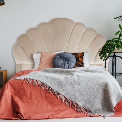 Abbildung von Mermaid Kopfteil Bett 160cm, Samtbezug Taupe Menzzo
