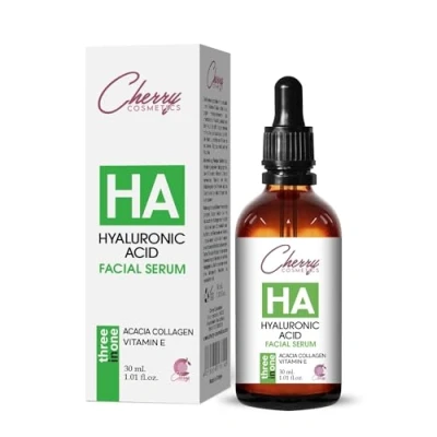 Abbildung von Hyaluronic acid Serum mit anti Falten Soforteffekt. Hyaluronsäure Gesichtsserum aging Effekten gegen Pigmentflecken und Altersflecken. Als microneedling verwendbar.