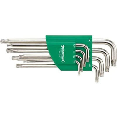 Abbildung von STAHLWILLE 10771/8 l Kugelkopf Winkelschraubendreher Set 8 tlg. Innensechskant Satz TORX T9 T40 schwenkbar bis 25 im praktischen Halter