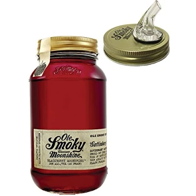 Abbildung von Ole Smoky Moonshine Blackberry (40 proof) im 0,5 Liter Glas + Ausgiesser