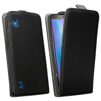 Abbildung von cofi1453® Flip Case kompatibel mit ZTE Blade A5 2019 Handy Tasche vertikal aufklappbar Schutzhülle Klapp Hülle Schwarz