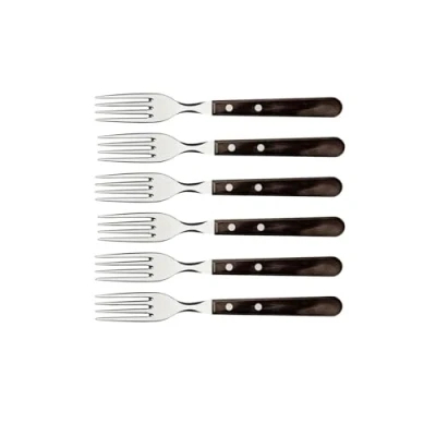 Abbildung von 6 tlg. JUMBO Steakgabel Set, braun
