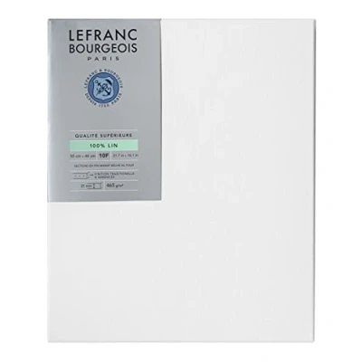 Abbildung von Lefranc Bourgeois 111190 Keilrahmen aus 100% Leinen in Premium Qualität, gebrauchsfertig Grundiert mit Titandioxid Gesso, seitlich genagelt auf massivem Kiefernholz 10F