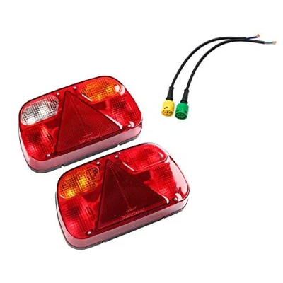 Abbildung von ETUKER 1Pair Anhänger Rückleuchten Kit Rückleuchte, 12V Universal Wasserdichte Rücklicht Kit, Mit 2 Stück 30cm langem 5 Polig Kabel Stecker, Für Wohnwagen/RV/LKW/Anhänger(1 Paar)