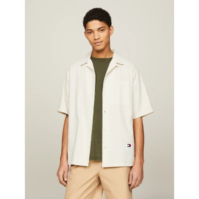 Abbildung von Tommy Jeans Kurzarmhemd &quot;TJM REG LINEN BLEND SS SHIRT&quot;, mit Logostickerei